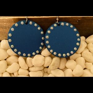 Turquoise handmade hand painted Boho western earrings